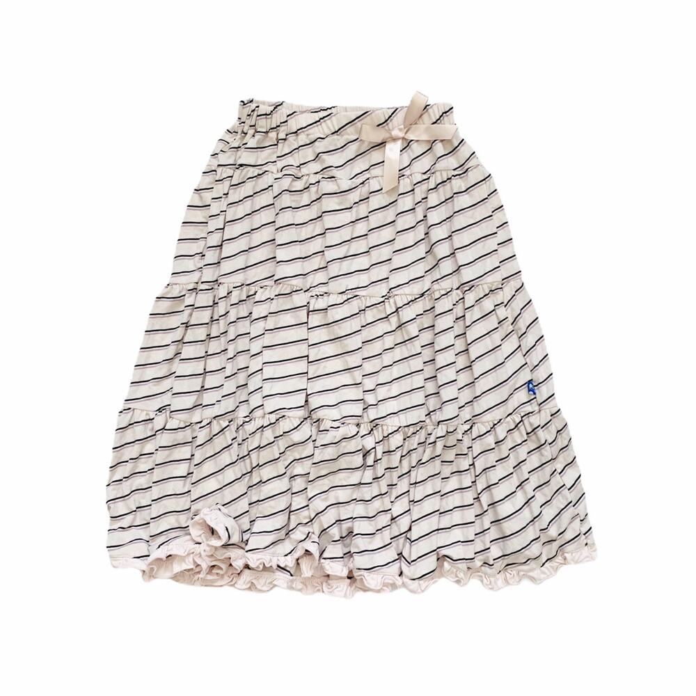 Kickee Pants Bamboo Parisian Stripe Tiered Ruffle Skirt Size 4T